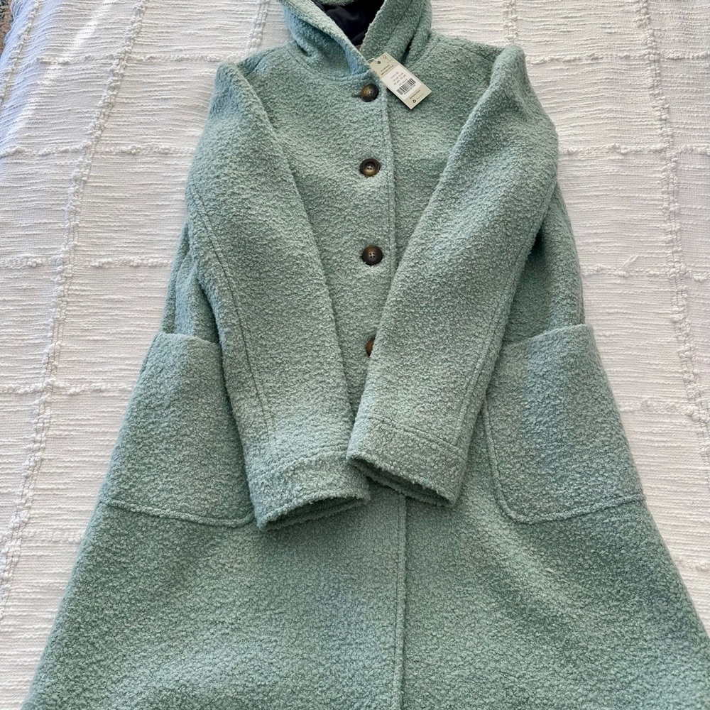 NWT Boden Women's Light Blue Coat with Hood